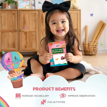 SPARTAN KIDS My First Word Flash Cards for Kids | 27 Early Learning Flash Cards Easy & Fun Way of Learning 1 Year to 6 Years Babies, for Language_Skills