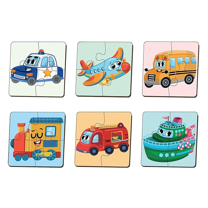 Mini Leaves 4 Piece Wooden Puzzle for Kids | Set of 6 Transport Jigsaw Puzzle | Educational Puzzle