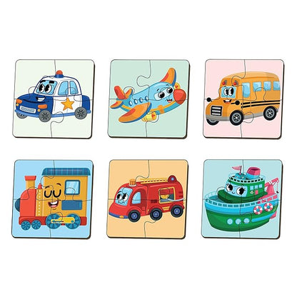 Mini Leaves 4 Piece Wooden Puzzle for Kids | Set of 6 Transport Jigsaw Puzzle | Educational Puzzle