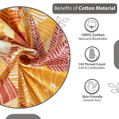 Divine Casa 144 TC 100% Pure Cotton Double Bedsheet with 2 Pillow Covers Floral Paisley Colour Mustard Orange