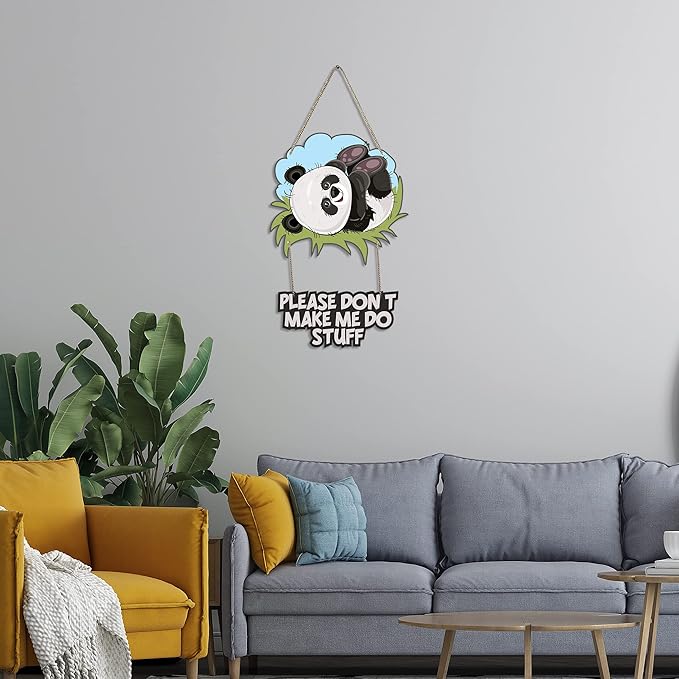 Artvibes Cute Panda Printed Wooden Wall Hanging With Quotes for Home Decor | Modern Artworks Decoration