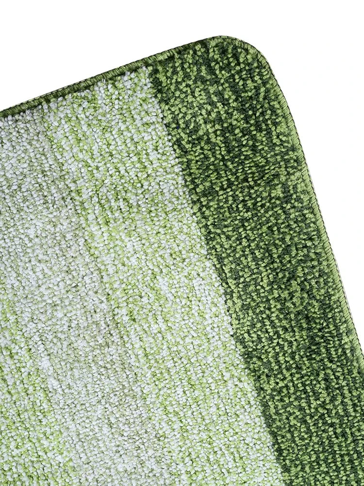 Saral Home Microfiber Striped Rectangle Anti-Skid Runner Colour Green
