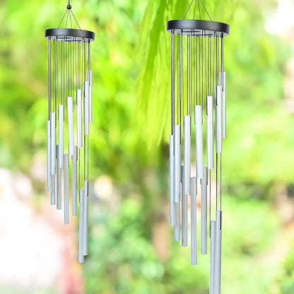 Wind Chimes for Home Décor Silver 12-Pipe Wind Chime -022