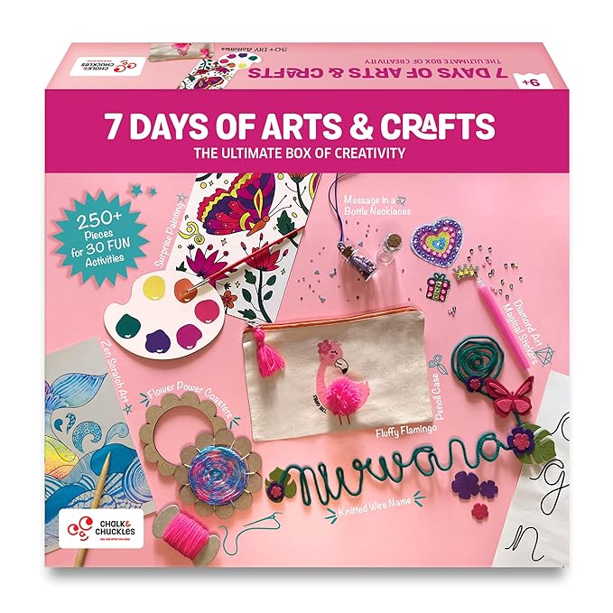 Chalk and Chuckles 7 Days of Art and Craft Kit for Kids Age 8-12 | 30 Diy Activities - Diamond Art