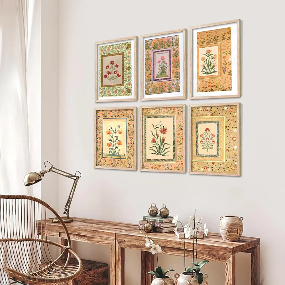 Kotart Premium Digital Madhubani Art Paintings with Frame  Wall Decor Pack of 6