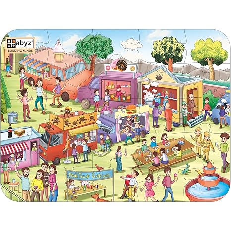 ABYZ Wooden Jigsaw Puzzles for Kids Truck Festival Jigsaw Puzzle for Kids of Age 4-6 Years 25 Pcs