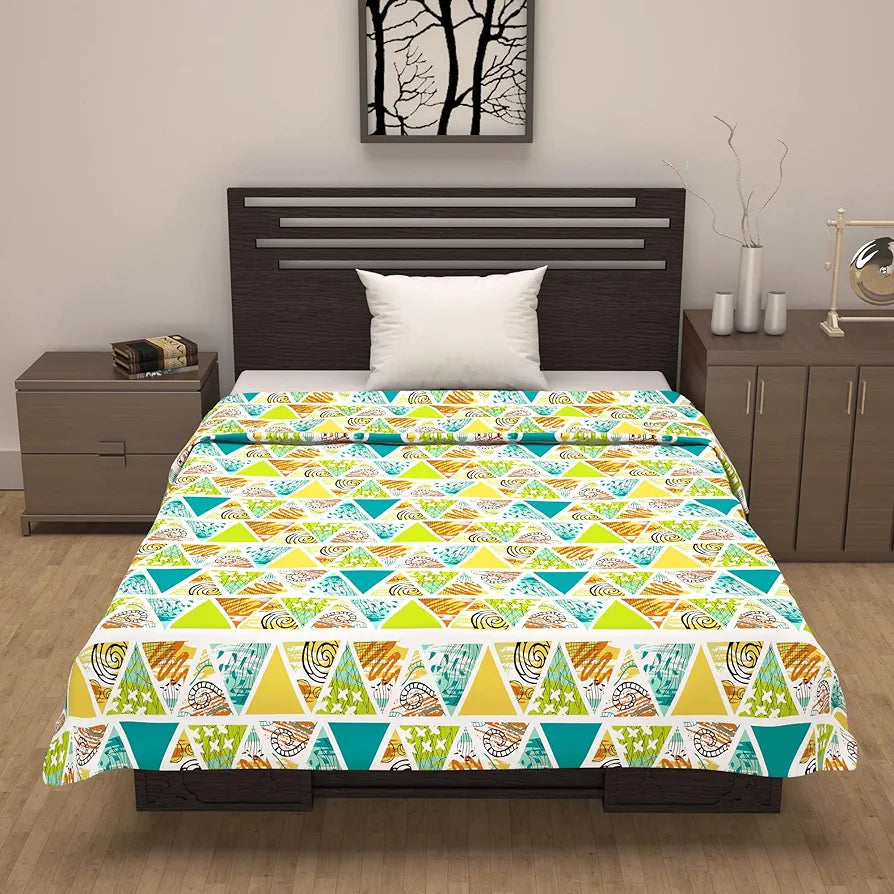 Divine Casa 100% Cotton Single Bed Dohar Lightweight AC Blanket Soft & Breathable Reversible Quilt Colour Lime Punch