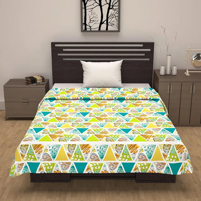 Divine Casa 100% Cotton Single Bed Dohar Lightweight AC Blanket Soft & Breathable Reversible Quilt Colour Lime Punch