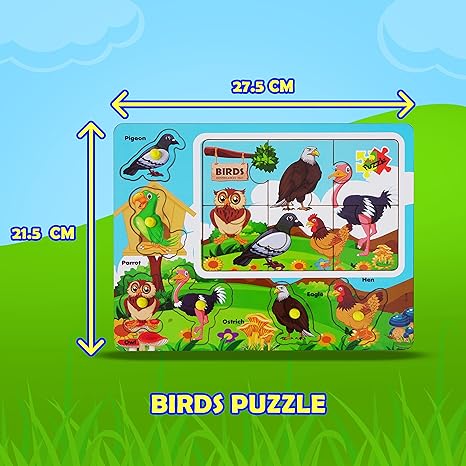 Highroof Birds Wooden Puzzle Wooden Toys For Kids 3 + Jigsaw Puzzles For Adults Baby Learning