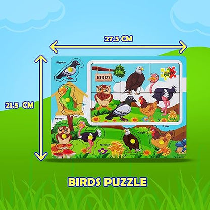 Highroof Birds Wooden Puzzle Wooden Toys For Kids 3 + Jigsaw Puzzles For Adults Baby Learning