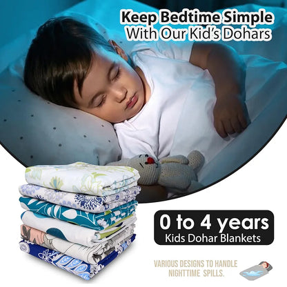 Divine Casa Floret 100% Cotton Single Kids Dohar 120 GSM Soft & Lightweight Throw Blanket Cozy & Breathable Bedding Colour Ivory Sunflowers