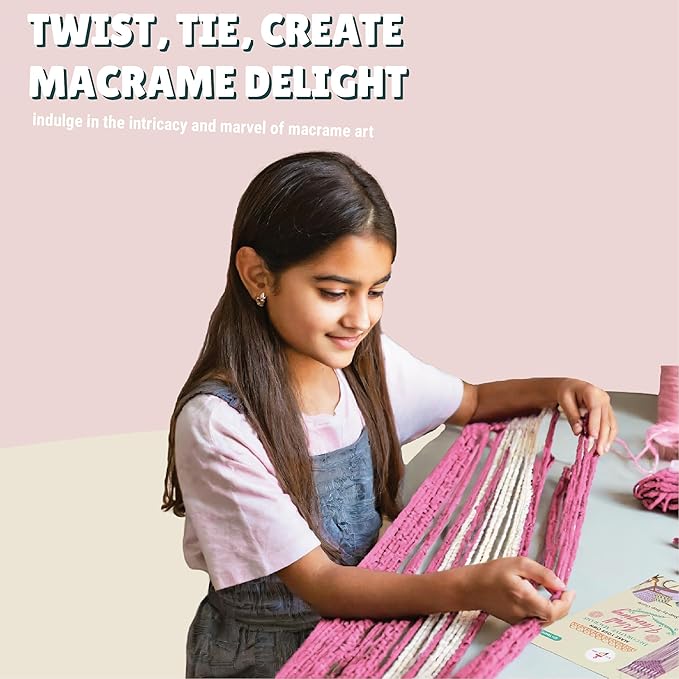 Kalakaram Diy Pink Purple Macrame Wall Hanging Making Kit | Diy Kit for Kids | Craft Kit for Girls | Activity Kit for Kids