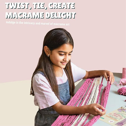 Kalakaram Diy Pink Purple Macrame Wall Hanging Making Kit | Diy Kit for Kids | Craft Kit for Girls | Activity Kit for Kids