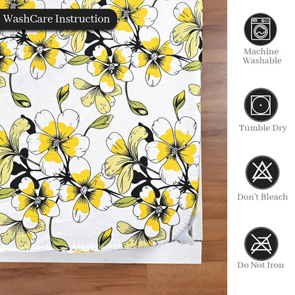 Divine Casa Floret 100% Cotton King Fitted Bedsheet 144 TC Deep Pocket Design Soft & Breathable Fabric Colour Daffodil Yellow