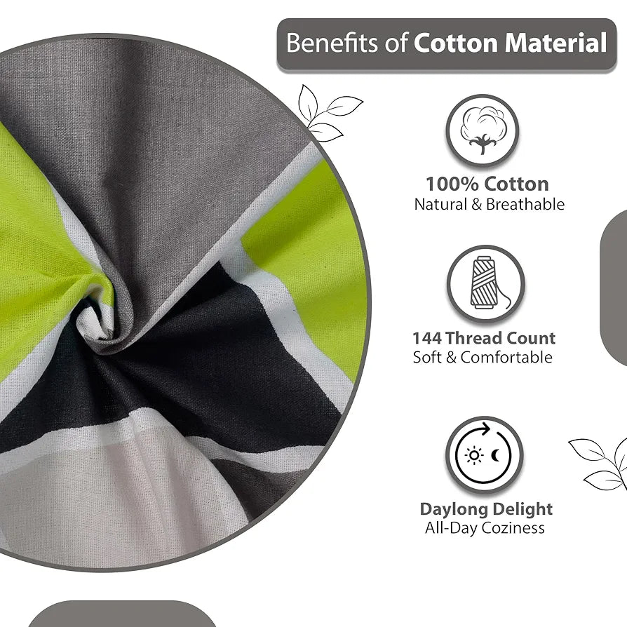 Divine Casa 100% Cotton Bedsheet for Single Bed, 144 TC Bedsheet Single Size Bed Cotton with 1 Pillow Cover Lime Grey