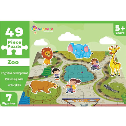 Popcorn Games & Puzzles Zoo 49 Piece Kids Jigsaw Game Puzzle - Science Educational Toys for Kids Children 5+ Years