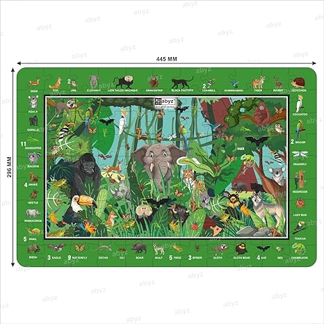 ABYZ 2-in-1 99 Pcs Forest Animals Wooden Jigsaw Puzzle with Find The Things Fun Learning & Educational Toy