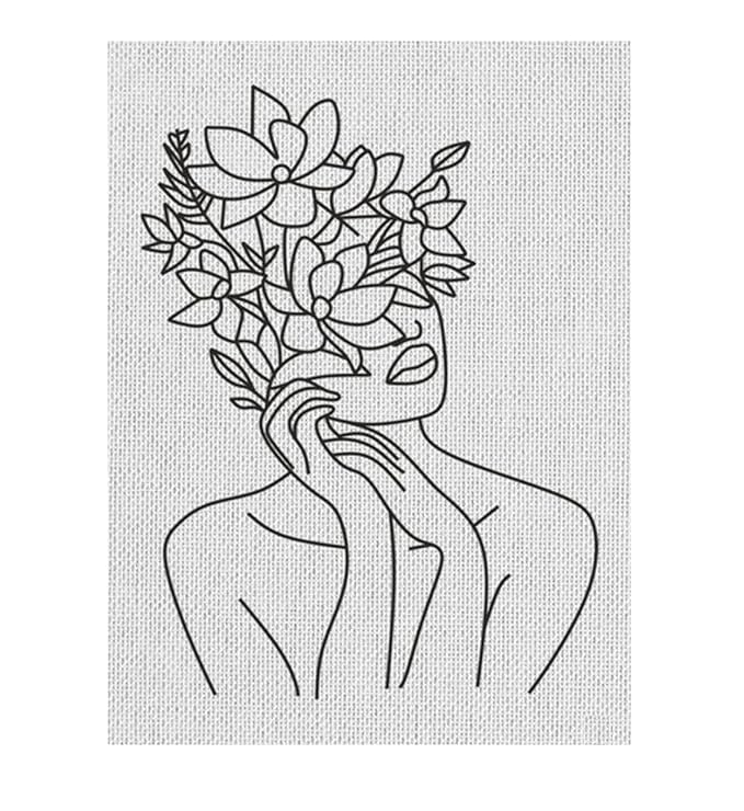 Hobby India Self Painting Beautiful Flower Girl Canvas | Pre-designed Canvas Board for Best Gift Adults & Artist
