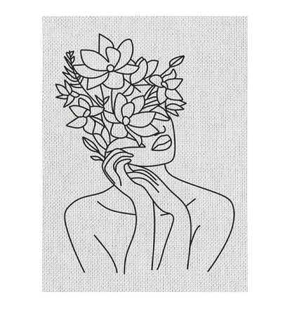 Hobby India Self Painting Beautiful Flower Girl Canvas | Pre-designed Canvas Board for Best Gift Adults & Artist