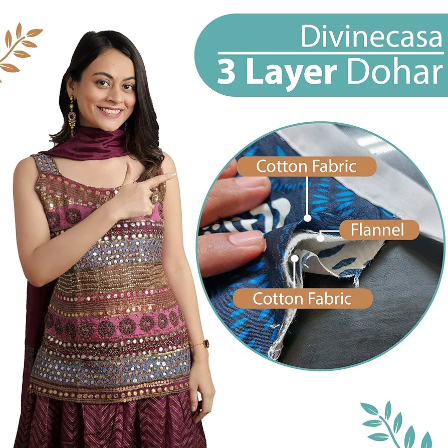 Divine Casa Reversible Cotton AC Blanket Single Bed Dohars Soft Light Weight All Season Dohar TC - 144 Colour Multi color
