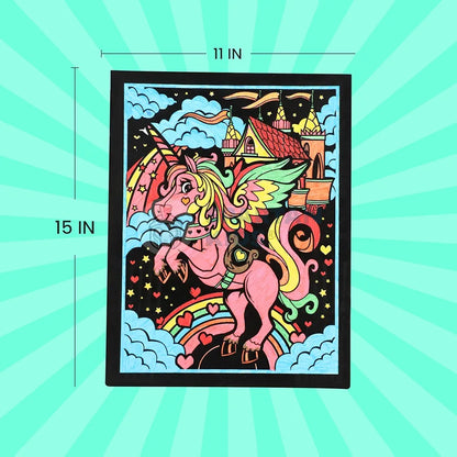 SPARTAN KIDS® Color Felt Unicone Velvet Art - Drawing for Kids 6-12 Years - Fun Colouring Ideal Art Kit for Creative Learning - Foil Art Kit - Engaging Activity for Young Artists