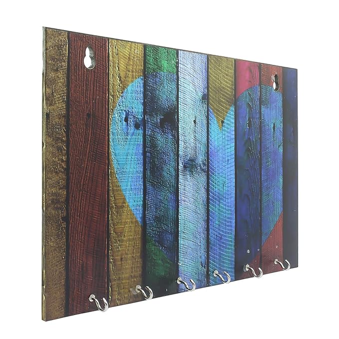 Ecraftindia Abstract Theme Wooden Key Holder With 6 Hooks