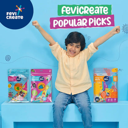 Fevicreate Artastic Science Craft Kit | Project Book with 12 Educational Activities, Colours, Craft Supplies | Fun way to boost child's learning | By Fevicol | Return Gift for Kids Age 8+ years