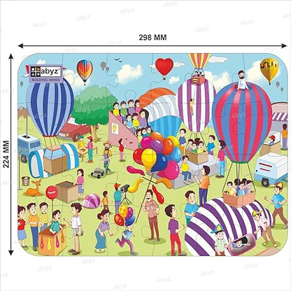 ABYZ Wooden Jigsaw Puzzles for Kids AIR Ballon Jigsaw Puzzle for Kids of Age 4-6 Years 24 Pcs Puzzle