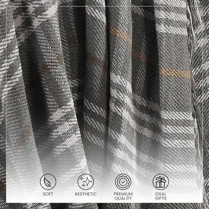 Sashaa World Soft Check Throw Blanket Colour Dark Grey