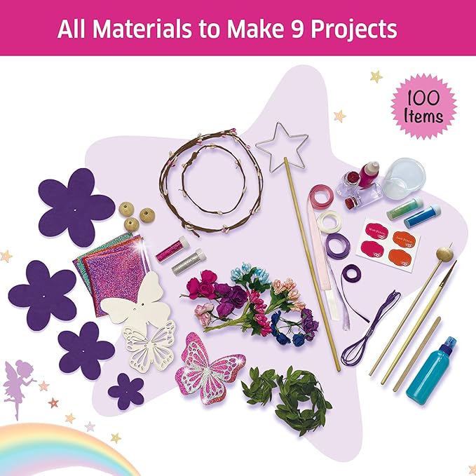 Chalk and Chuckles Paper Art and Craft Kit | Make Your Own Fairy Princess World | 5-in-1 Diy Creative Activity Kit for Kids