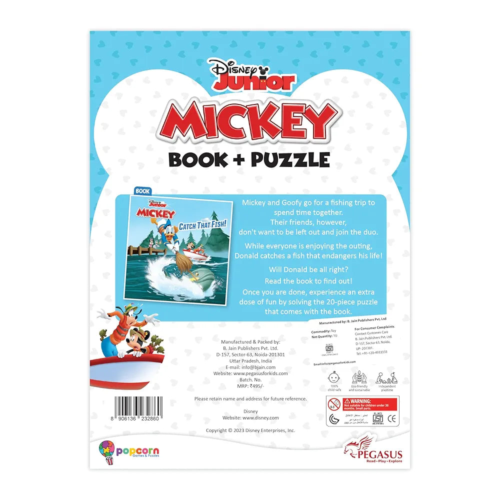 Disney Junior Mickey Book & Puzzles for Kids 3 Years and Above | Catch That Fish | 1 Book & 20 Piece Puzzles