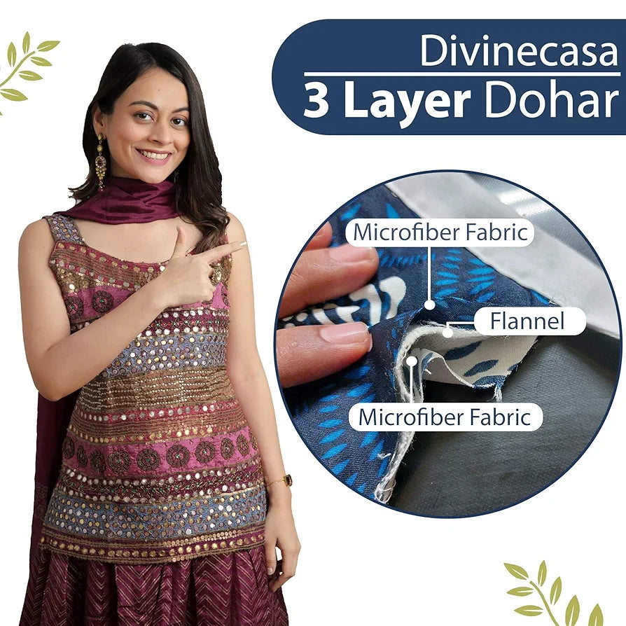 Divine Casa 120 GSM Microfiber Reversible Blanket Soft Printed All-Season AC Blanket Single Bed Colour Pastel Blue