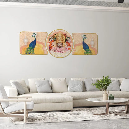 Livin'luxe Paintings Khatushyam Ji Religious Modern Art Premium Sparkle Lamination Finished Surface Golden Slim Frame RP-51