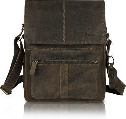 Goatter Hunter Leather 13" Shoulder Crossbody Travel Messenger Bags 