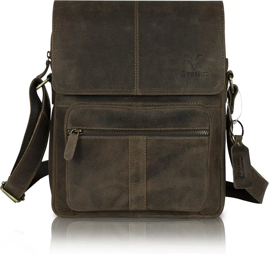 Goatter Hunter Leather 13" Shoulder Crossbody Travel Messenger Bags 
