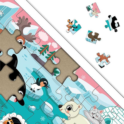 Mini Leaves 24 Piece Puzzle for Kids | Polar Adventure Jigsaw Puzzle | Wooden Puzzles for Kids | Educational Toys for Kids 3+ Years