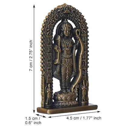 Ecraftindia Golden Metal Handcrafted Shri Ram Statue Holding Bow & Arrow | Ayodhya Ram Lalla Idol