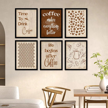 Kotart Wood Time To Drink Coffee Restaurant Quotes Posters With Frame For Kitchen
