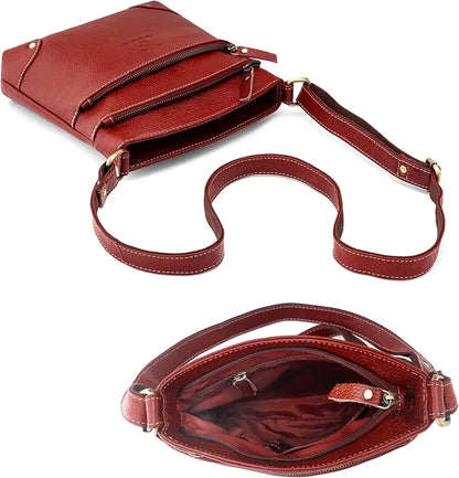 Goatter Genuine Leather 9.5" Inch Sling Cross-BodyBag for Girls And Women,