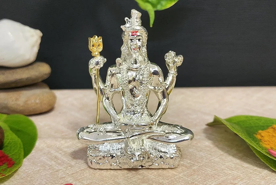 Gold Art India Lord Shiva 999 Silver Plated Idol