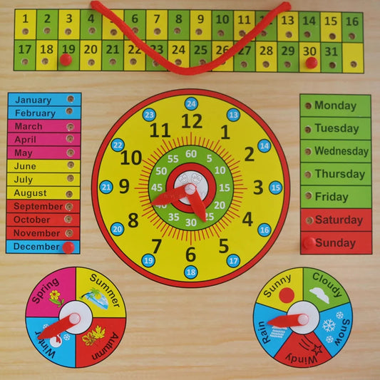 Trinkets & More Calendar Clock Toy For Kids Learning  Multicolor