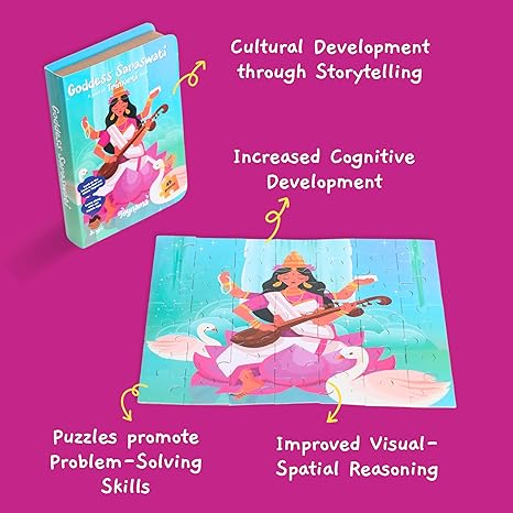 Toynama Educational Toys for Kids Saraswati 49 Pcs Jigsaw Puzzles Ages 3+ Cultural Interactive