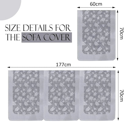 Kuber Industries Set of 10 Net Anti-Skid Sofa Cover 5-Seater Self Net Hawaii Grey