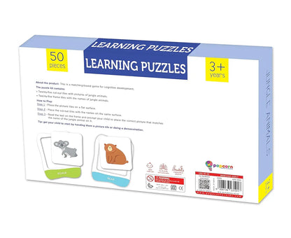 Popcorn Games & Puzzles Learning Puzzles Jungle Animals for Kids |Improves Focus, Memory,Logic & Fine Motor Skills with 50 Pieces