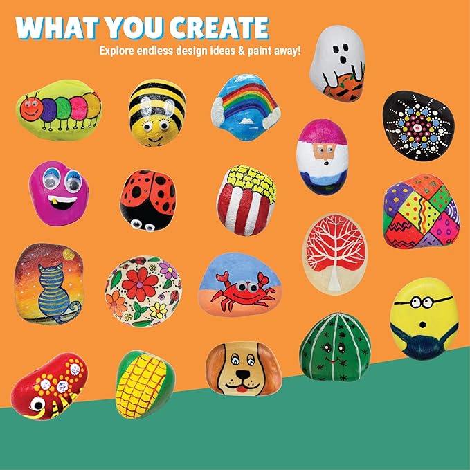 Kalakaram Diy Rock Painting Kit | Comes With 5 Re-usable Rocks | Diy Painting Set With Washable Paint and Stones | Activity Kit for Kids