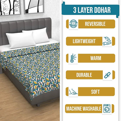 Divine Casa Floret 100% Cotton Single Dohar 120 GSM Soft & Lightweight Throw Blanket Colour Woody Petals