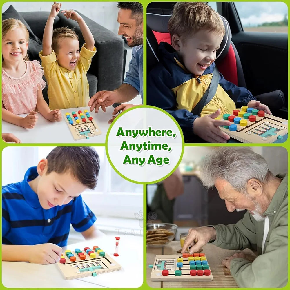 Trinkets & More Montessori Slide Puzzle Brain Teaser for Kids Ages 4-10 Boys Girls | Travel Games Road Trip Activities for Kids | Colour Matching Toys 