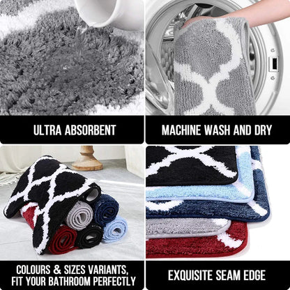 Aerohaven Glorious Super Soft Microfiber Designer Anti Slip Bathmat Black Colour
