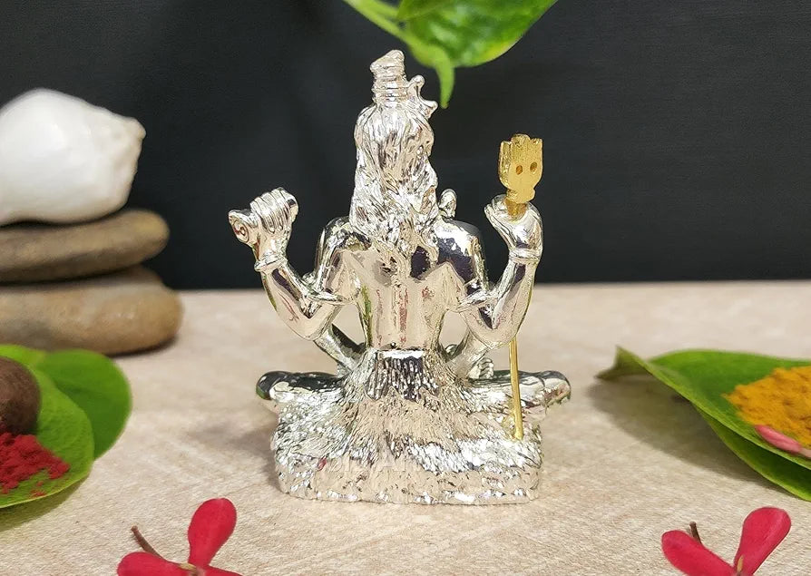 Gold Art India Lord Shiva 999 Silver Plated Idol