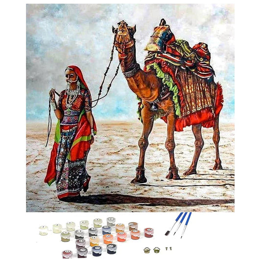 TULIP N TURTLE Rajasthan Diy Acrylic Paint By Number Kit For Adults Kids Beginner Number Painting Kit Painting By Number Wall Decoration Diy Painting Kit For Adults, Multicolor